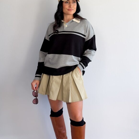 Women’s Striped Rugby Sweater – Collared Knit Polo - Picture 6 of 8